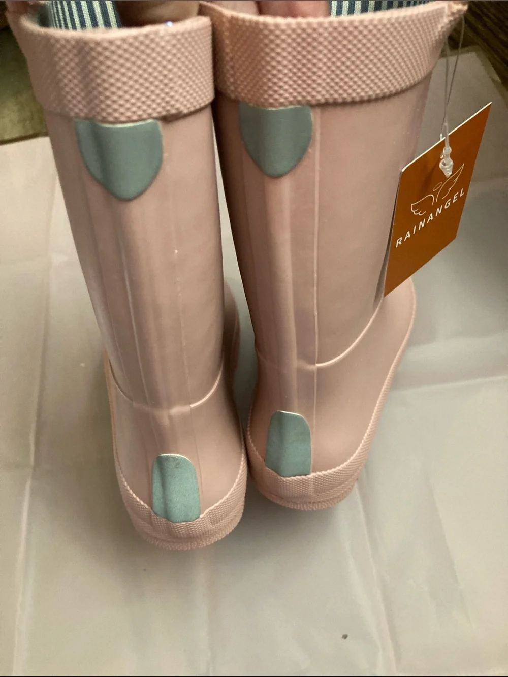 Rain angel  Pale Pink Kids Rain Boots with Pull Handles